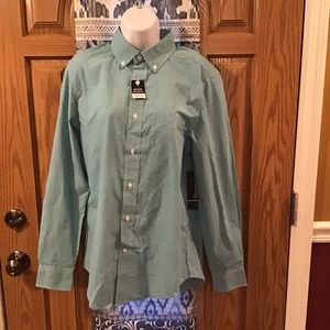 💚 3/$25 George size S sleeve 34/36 mens blue/green white dress shirt NWT